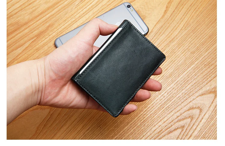 LANSPACE men's leather card holder fashion card id holders brand wallet case