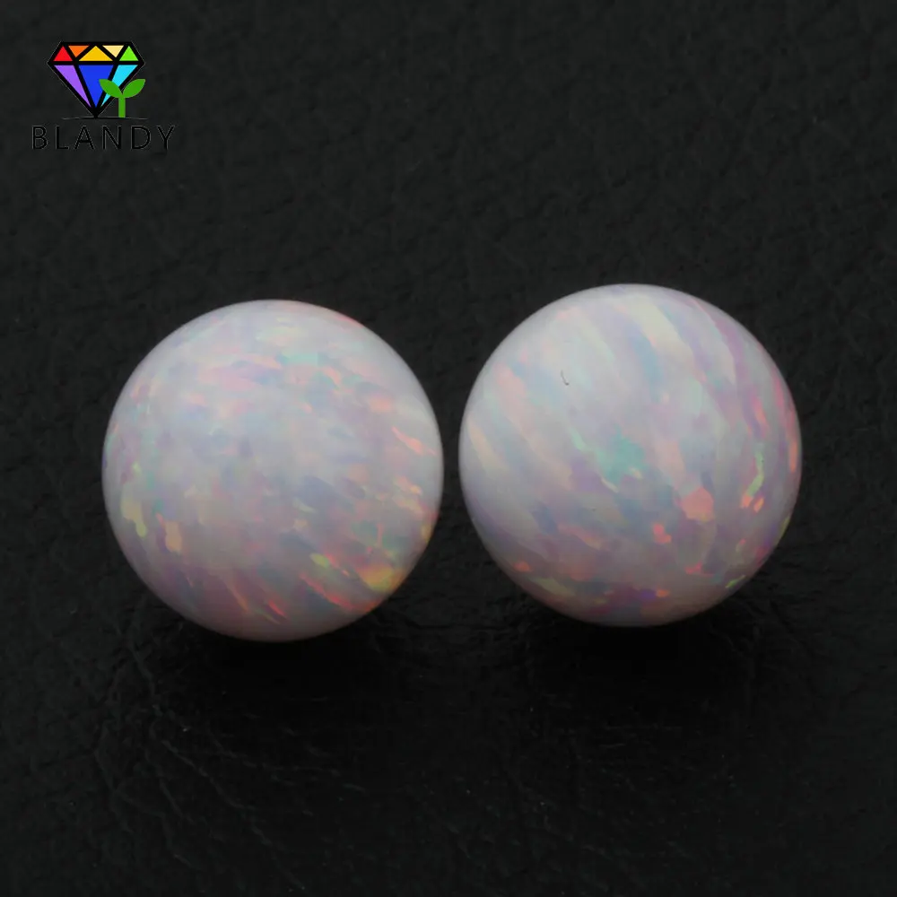 Free Shipping 3mm 4mm 5mm 6mm OP17 White Opal Stones Without/Half/Full Hole Round Ball Synthetic Fire Opal Beads For Jewelry