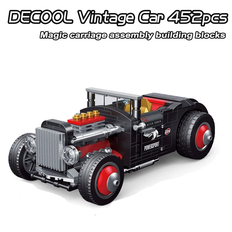 DECOOL 2in1 Vintage Car Classic Cars Hot Rod Convertible Ford Coupe Bricks Model Building Blocks Toys For Boy Christmas Gifts