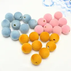 10pcs 16mm Acrylic Round Ball Flocked Velvet Beads,half drilled beads for DIY Jewelry Making Earring Accessories