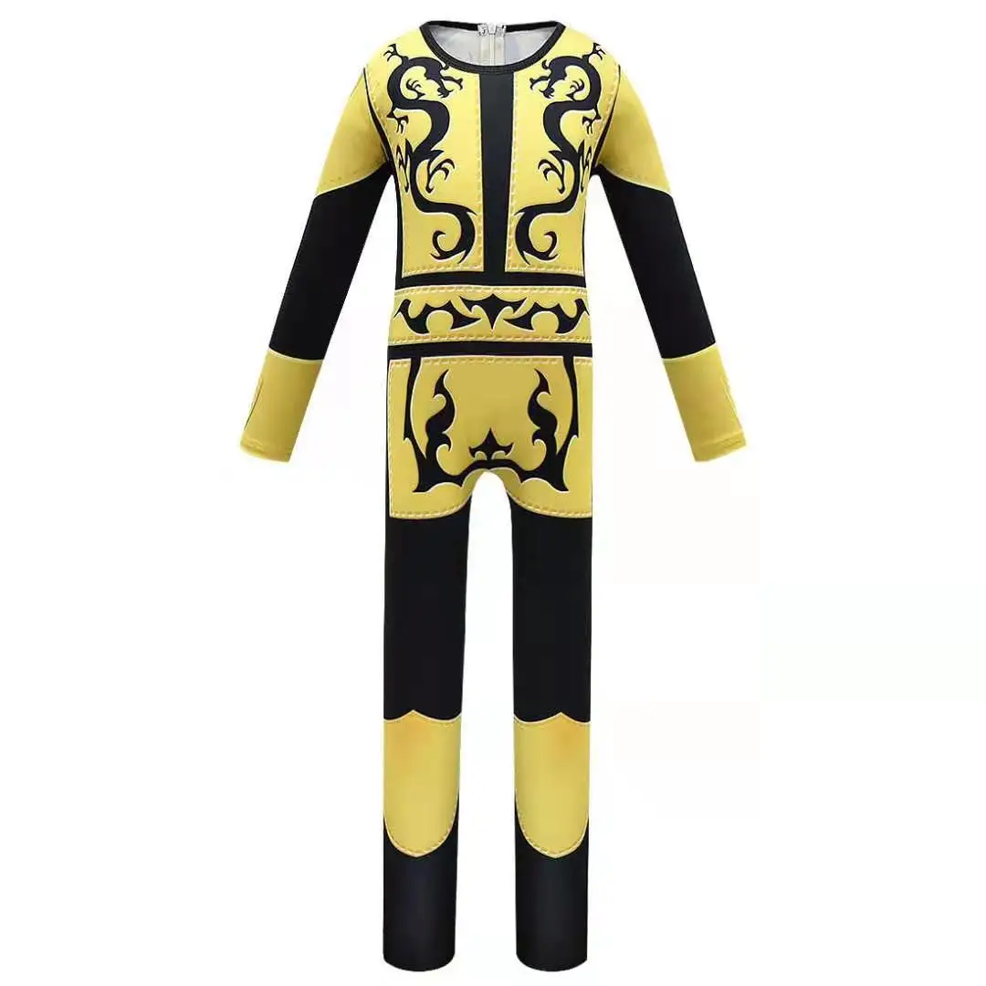 Costume Ninja Kids Gold Sliver Dragon Ninja Costume camicia con cappuccio pantaloni cintura con maschera Costume di carnevale