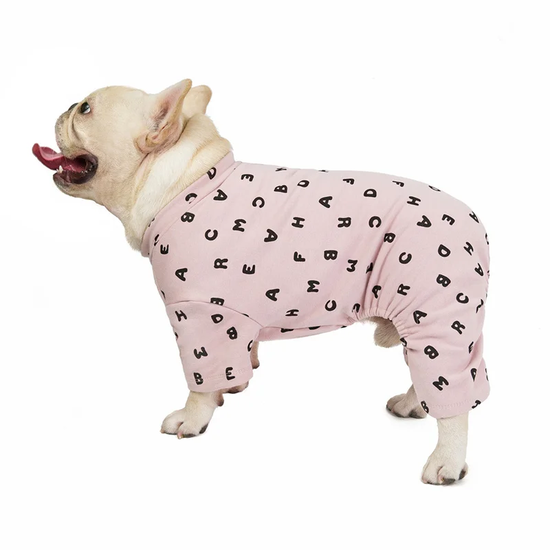 Winter Warm French Bulldog Pet Pajamas for Small Dogs Cotton Letter Puppy Dog Jumpsuit Corgi Shiba Inu Overalls mascotas Costume