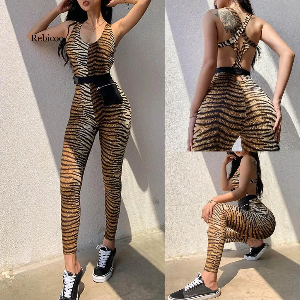 

Womens Sleeveless Sling Vest Print Open Hollow Pants Sexy Jumpsuit Trousers mono combinaison femme enterizos macaco feminino