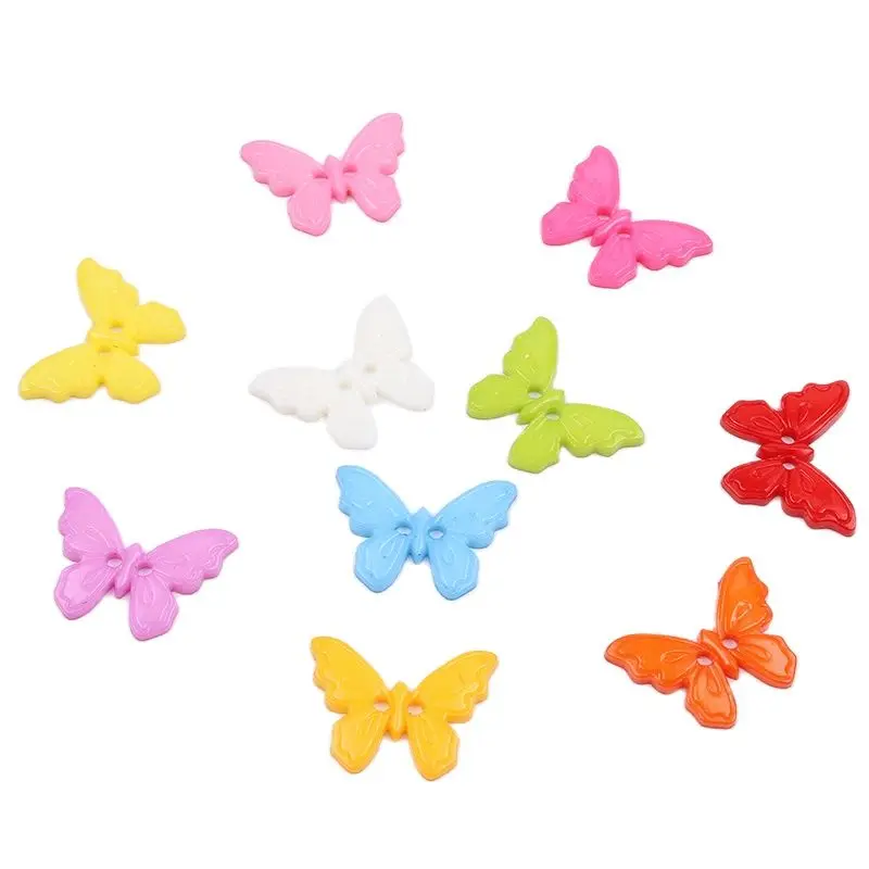 100pcs/lot Resin Butterfly Button DIY Sewing Tools Plastic butterfly buttons Garments Accessories Kids Handmade Button Craft