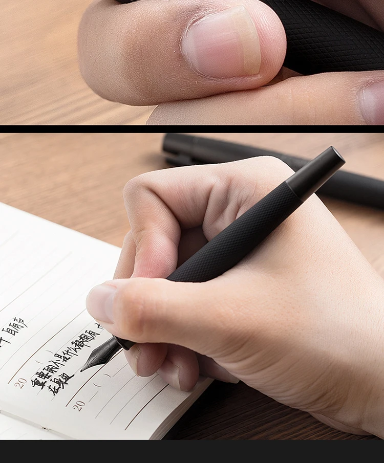 LT Hongdian 6013 Schwarz Metall Brunnen Stift Titan Schwarz herren Business EF/F/Gebogene Nib Rotierenden Stift kappe Büro Geschenk Tinte Stift – Detail 5