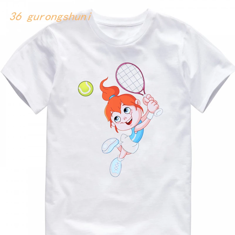 

funny kids t shirt for boys kawaii children girls clothes tshirt girl cute cartoon tennis player vector kid graphic tee t-shirt