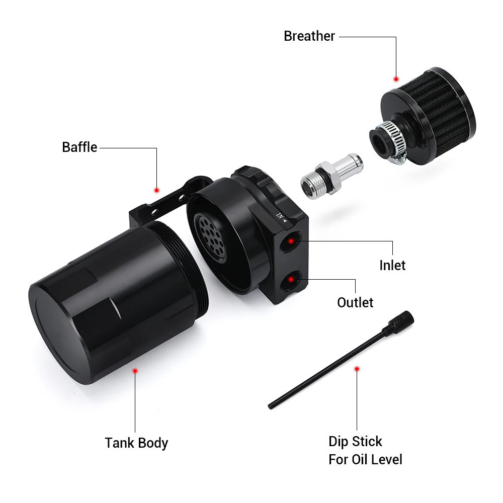 VR - 240ml Baffled Aluminum Oil Catch Can Reservoir Tank / Oil Tank With Filter Universal VR-TK64