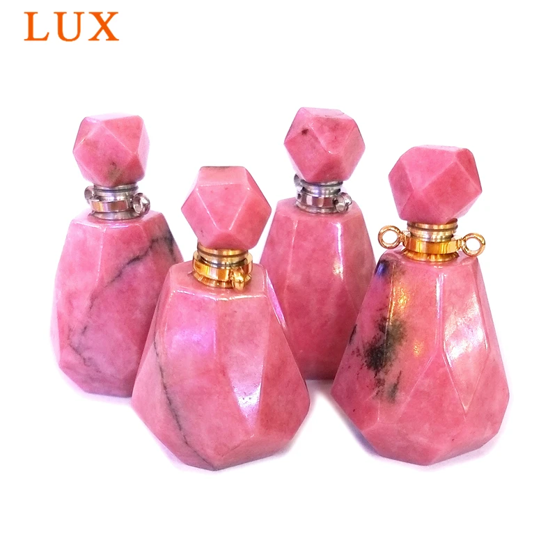 

Rhodonite Perfume Bottle Pendant, Chakra Gemstone Oil Vial Charm for Necklace, Crystal Pendant Wholesale