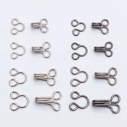 Silver/Black 10pcs/lot Cloth Hook and Eye Fastener 11.5-17mm Metal Buckle Button for Bra/Dress/Corset/Collar Sewing Accessories