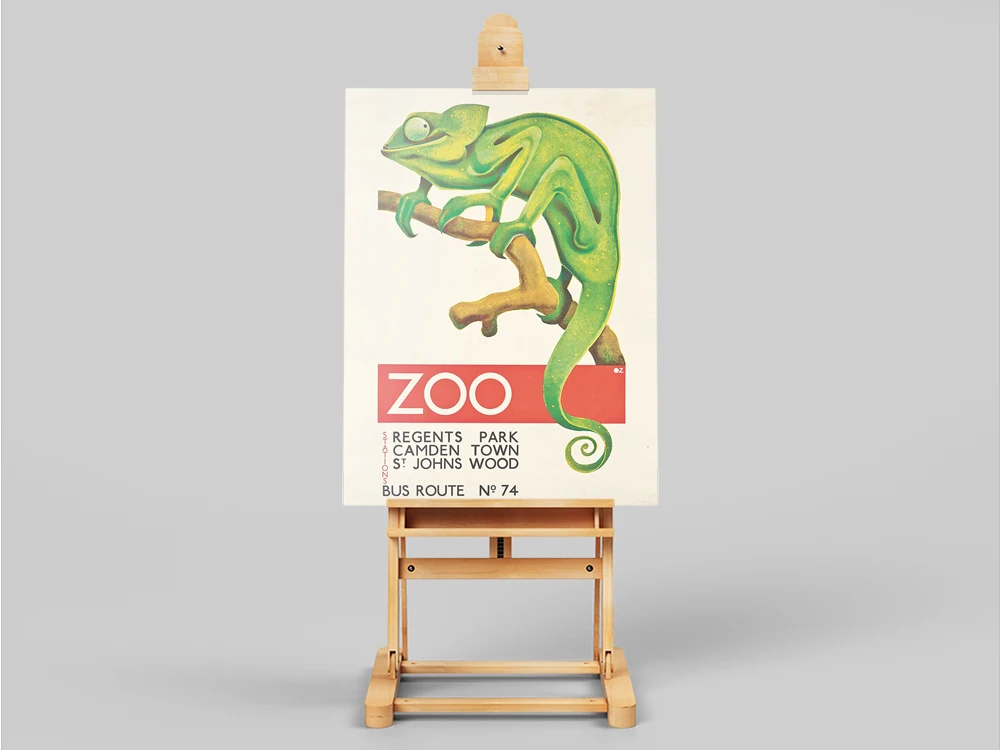 By Tramway to Camden Town for the Zoo Mary Wright Vintage Canvas London advertising Poster Prints Animal Art Nursery Kids Decor