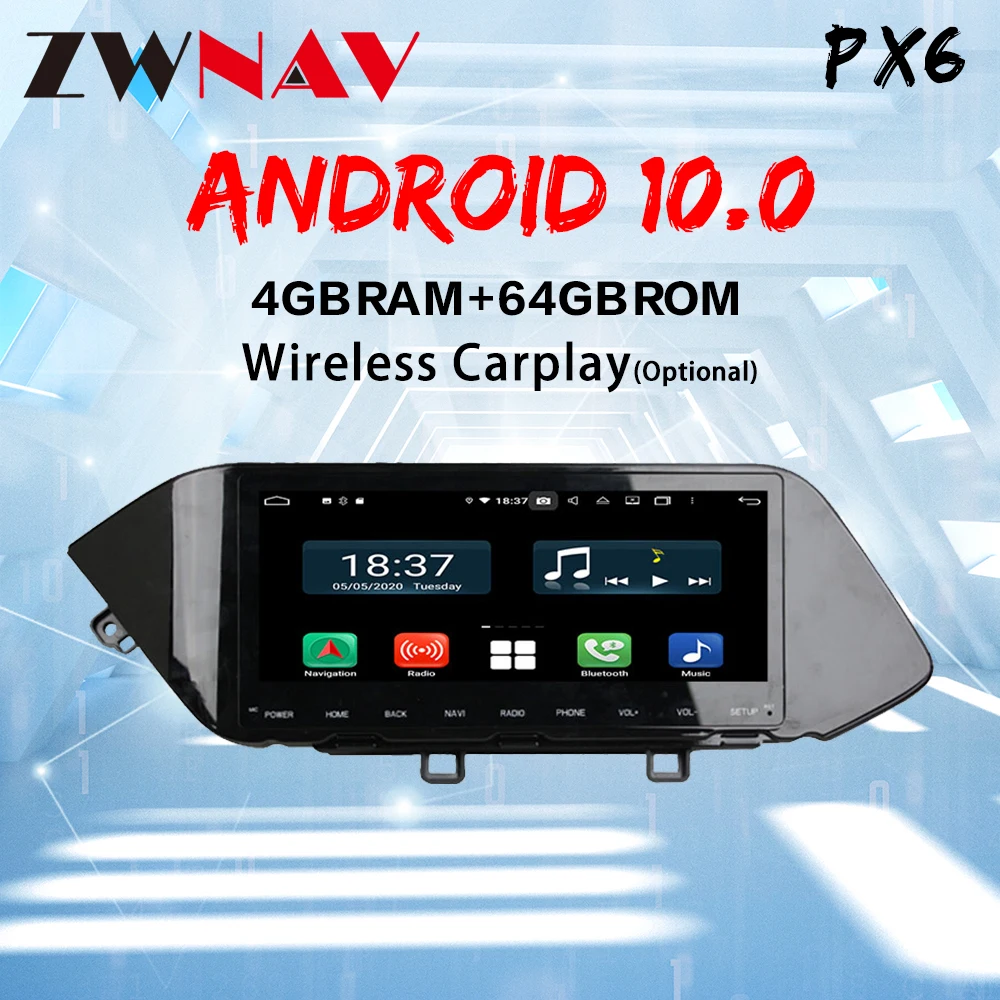 4+64G Android 10.0 PX6 CARPLAY DSP Car GPS Navigation for HYUNDAI SONATA 2019-2020 radio DVD Multimedia Audio Video