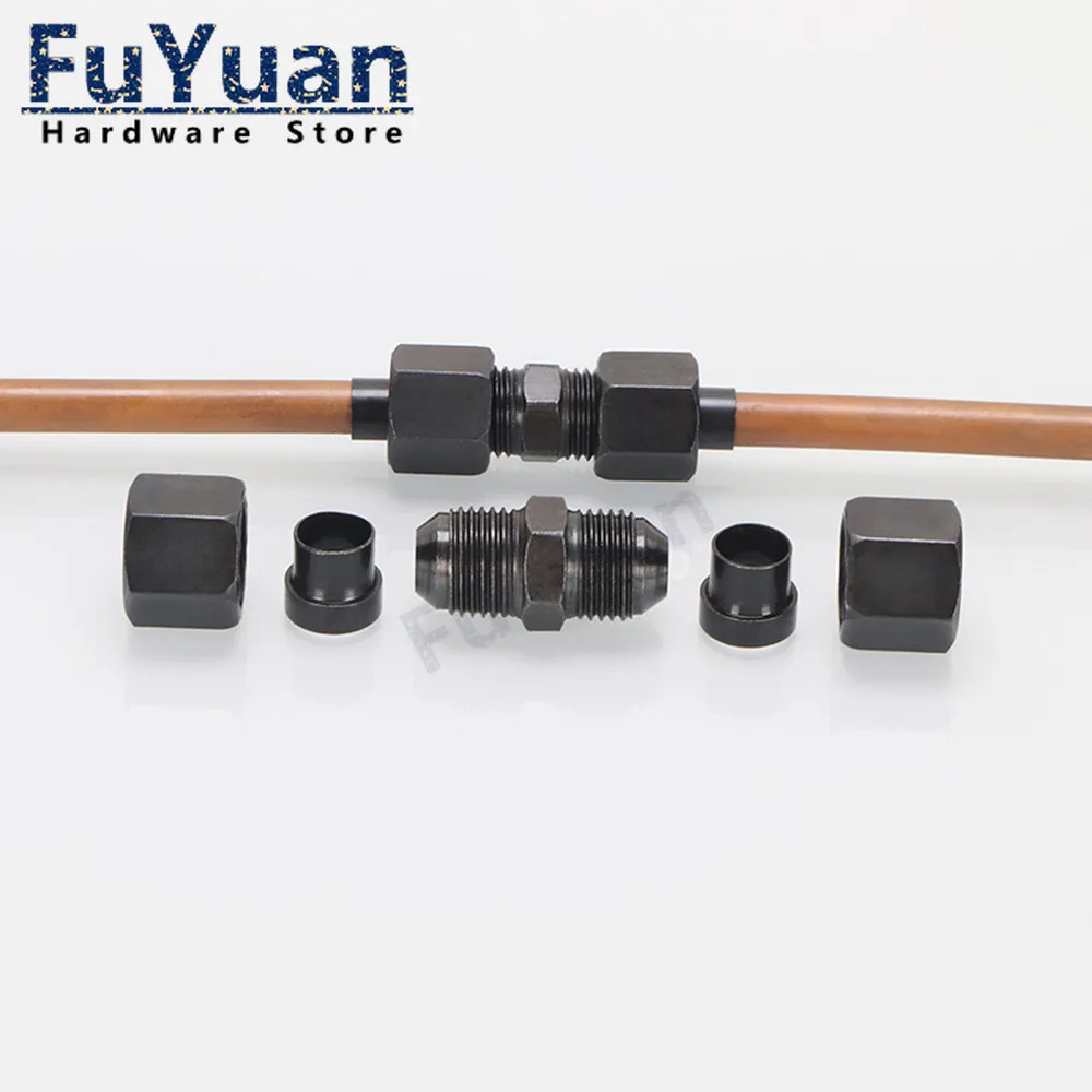 1PCS Carbon Steel High-pressure Hydraulic Double head Flaring Straight-through 6/8/10/12/14mm Connection Fittings