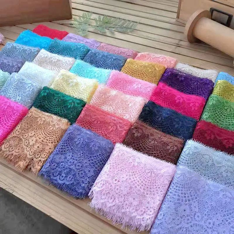 DIY farbige Wimpern Spitzenbesatz mit Blumenmuster für Rock Saum Ärmel Ausschnitt Kleidung Unterwäsche Stoffbesatz