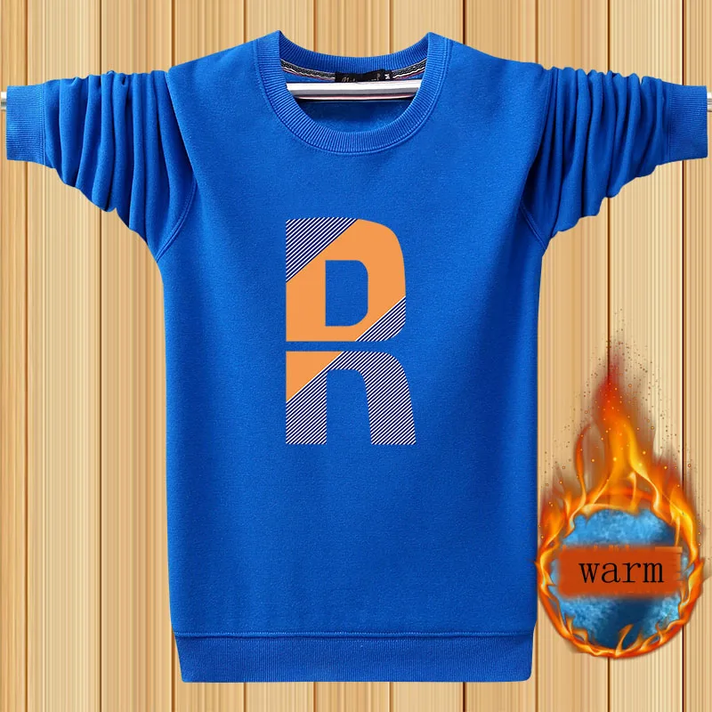 Men Sweatshirts Plus Velvet To Keep Warm 2021 New Arrival Winter Casual Male Pullover Letter Korean Style Plus Size 4XL 5XL H31