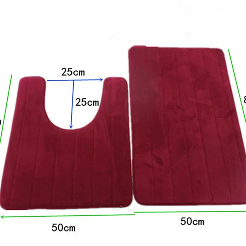 Simple Bathroom Mat Set U Shape Bathroom Carpet Toilet Rugs Non-Slip WC Mat High Water Absorbent Bath Rugs tapete banheiro