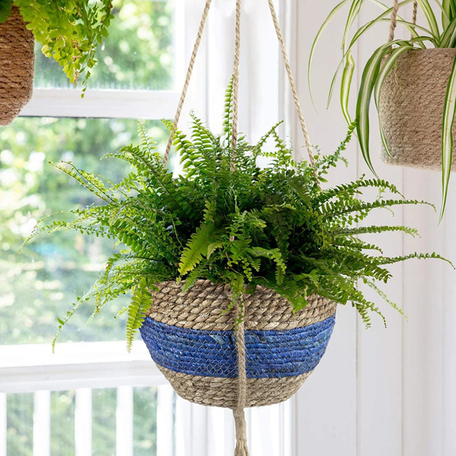 Hanging Planter Basket Outdoor Woven Basket Hanging Flower Pot Grace Home Decor Macrame Woven Garden Planter Basket Wall Decor