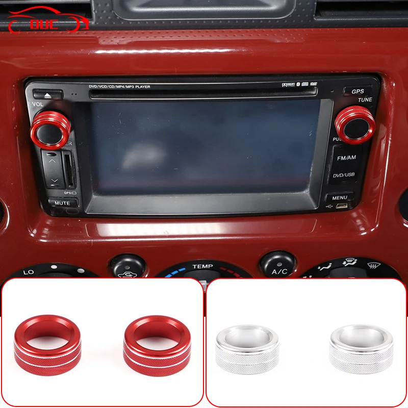 For Toyota FJ Cruiser 2007-2021 Car Styling Air Conditioning Volume Knob Decoration Cover Sticker Control Button Ring Frame