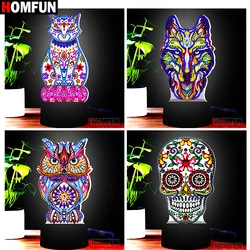 HOMFUN LED Lamp Diamond Painting 5D Light Diamond Embroidery Colorful Seven lights Rhinestones DIY Christmas Halloween Gift