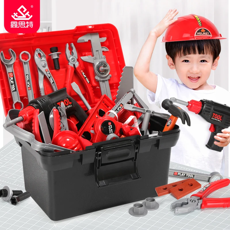 Children's Toolbox Engineer Simulation Repair Tools Ax Carpentry Drill Screwdriver Repair Kit play Toy Set for kids Gift