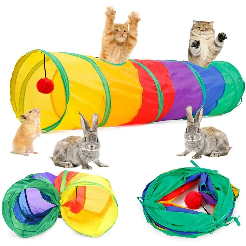 

Cat Indoor Tunnel Toys Interactive Rabbit Pet Toy Kitten Rabbit Puppy Crinkle Collapsible Pop Up Multiple Color With Ball Chute