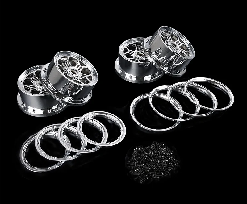 Rovan LT Short Course Truck or SLT Buggy Chrome Rims and Beadlocks fit LOSI 5IVE-T