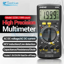 SZ08 Digital Multimeter Ultra-thin Professional Multimetro Auto Voltmeter 1999 Counts AC DC 220V Resistance Handhold Testers