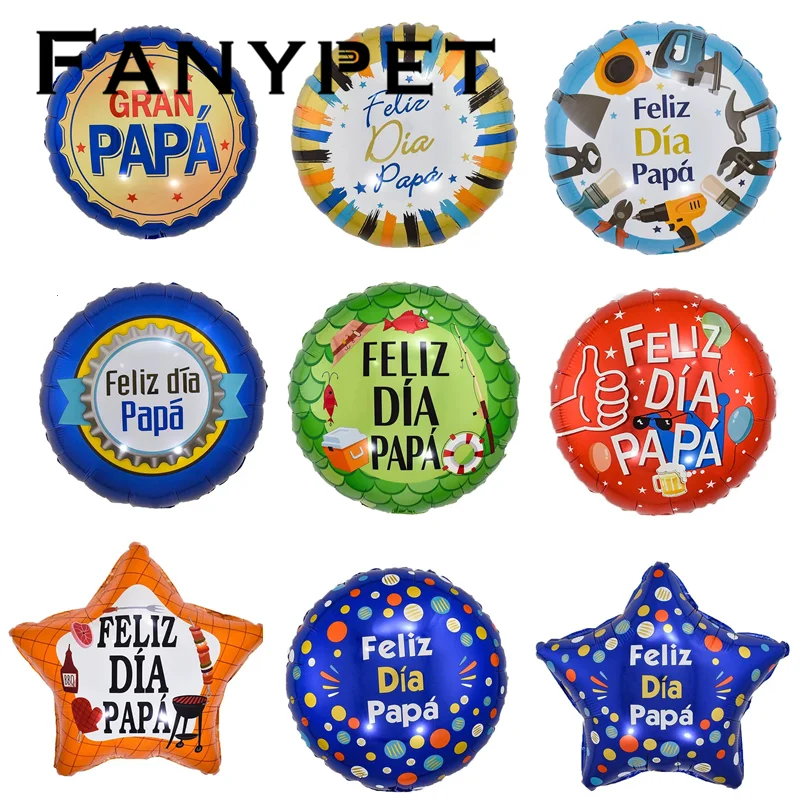 50pcs 18inch Spanish Happy Father's Day Helium Globos Feliz Dia Super Papa Foil Balloons father mother Party Decoration Baloes