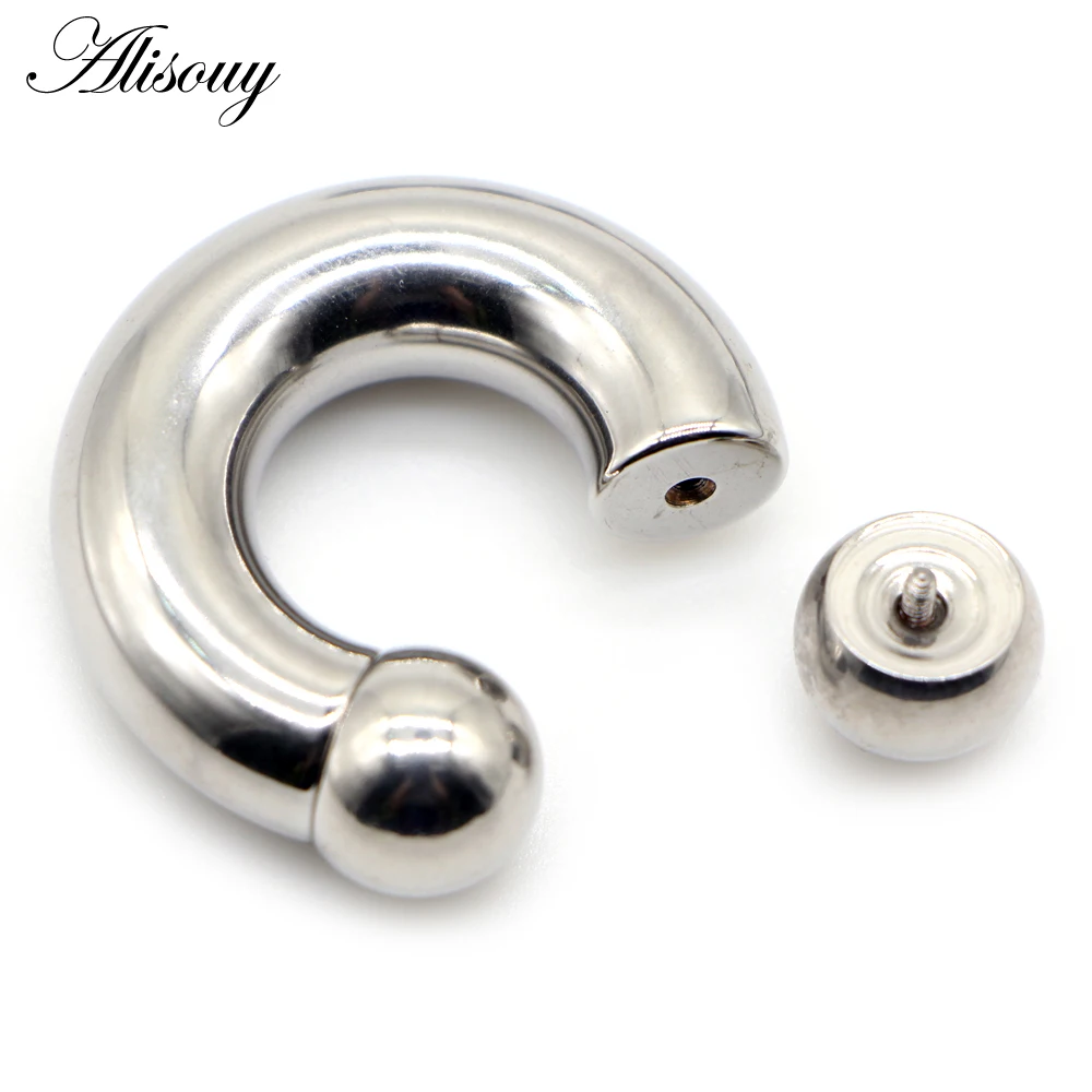 Alisouy 1PC Big Large Size Captive Bead Nose Ring Ear Plug Expander Guauge Male Genital BCR Hoop Earring Piercing Body Jewelry