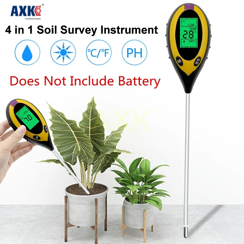 

Portable Crops Measure Earth PH Four In One Soil Tester Temperature Soil Measuring Instrument 1pc NOT Include Battery