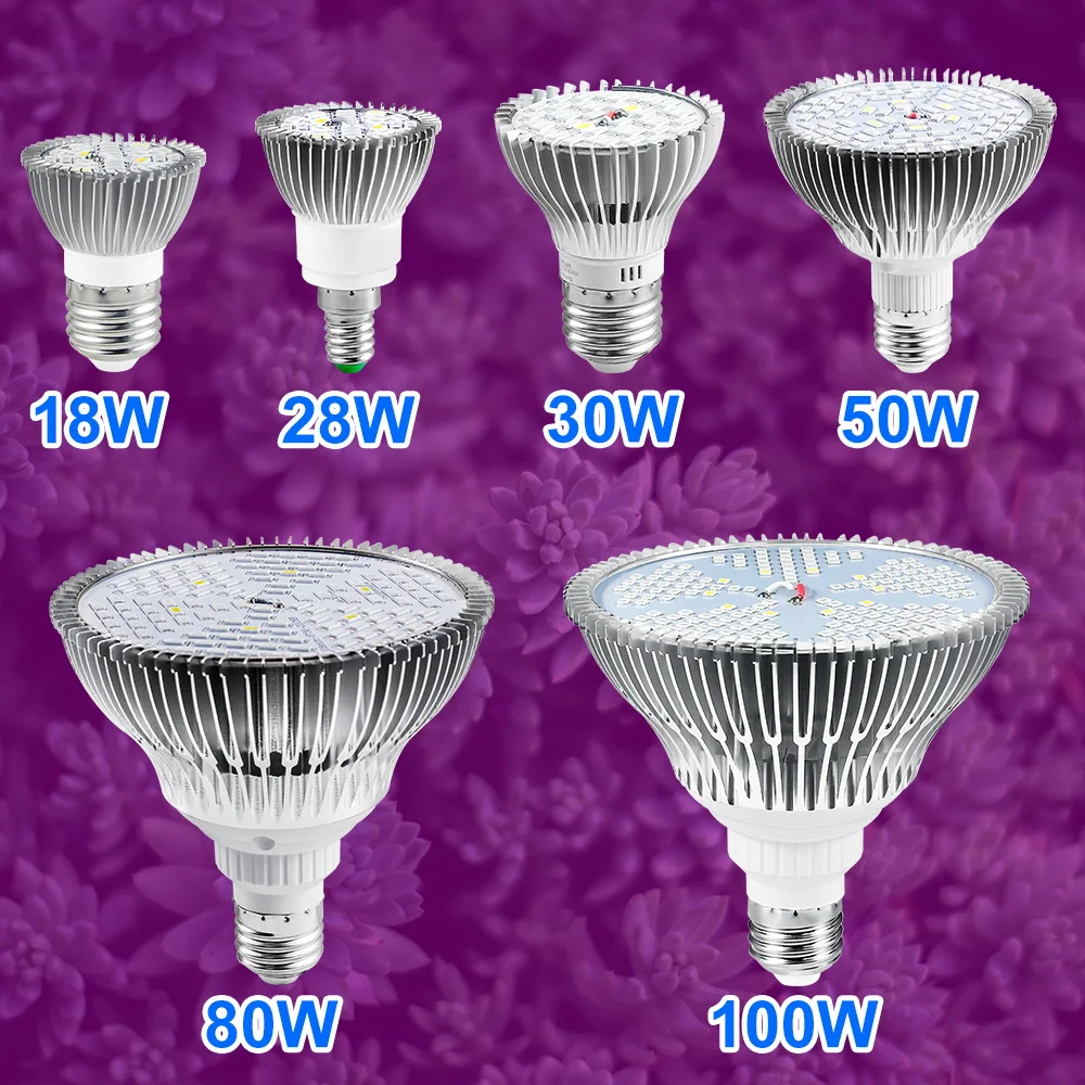 220V Full Spectrum Plant LED Grow Light Bulb E27 Phytolamps 18W 28W 30W 50W 80W 100W Fitolampy Indoor Seeds E14 Hydroponic Lamp