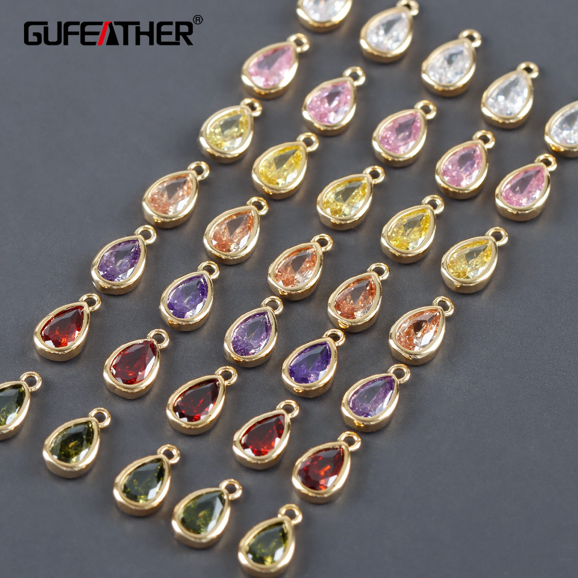 GUFEATHER M1096,jewelry accessories,pass REACH,nickel free,18k gold plated,copper,zircons,jewelry making,diy pendants,20pcs/lot