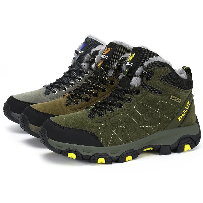 Men Mountain Climbing Shoes Winter Thick Fur Hiking Sneakers Men Trekking Shoes Big Size Waterproof Shoes Outdoor Couple Shoes