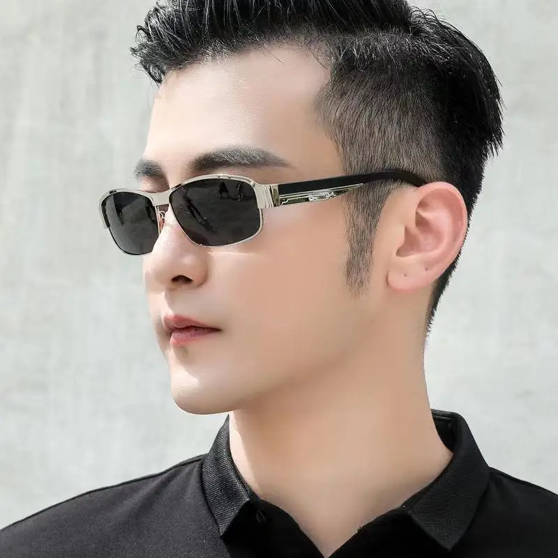 Photochromic Polarized rectangle Sunglasses Women Men Discoloration Eyewear Anti Glare Sun Glasses For male female