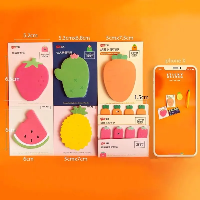 Sharkbang 50 Sheets Kawaii Cute Carrot Strawberry N Times Sticky Notes Label Index Sticker Paperlaria Stationery