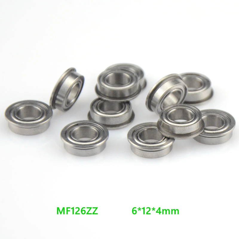 

50pcs/lot Flanged bearing MF126ZZ / LF1260ZZ miniature flange ball bearings 6*12*4 mm