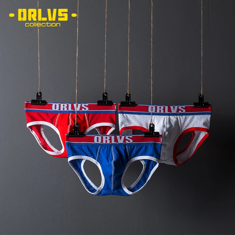 ORLVS Brand sexy gay jockstrap open backless thong men g-string cueca tanga breathable sissy panties ropa interior hombre gay