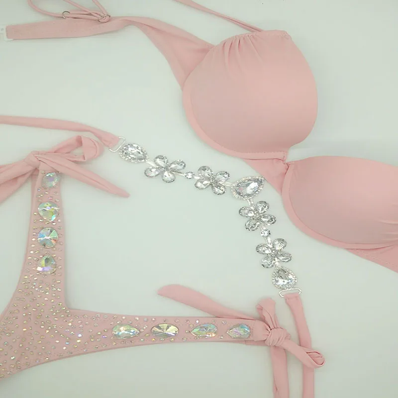 2020 venus wakacje damskie seksowne bikini diamentowe bling kamienie stroje kąpielowe nowy letni strój kąpielowy bandaż rhinestone kostiumy kąpielowe