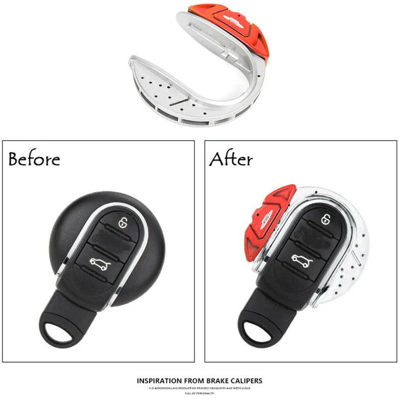 Gtinthebox Key Cover JCW Brake Disc Shape 3/4 button Key Fob Shell w/ Keychain Ring Belt Kit For MINI Cooper F55 F56 F57 F60