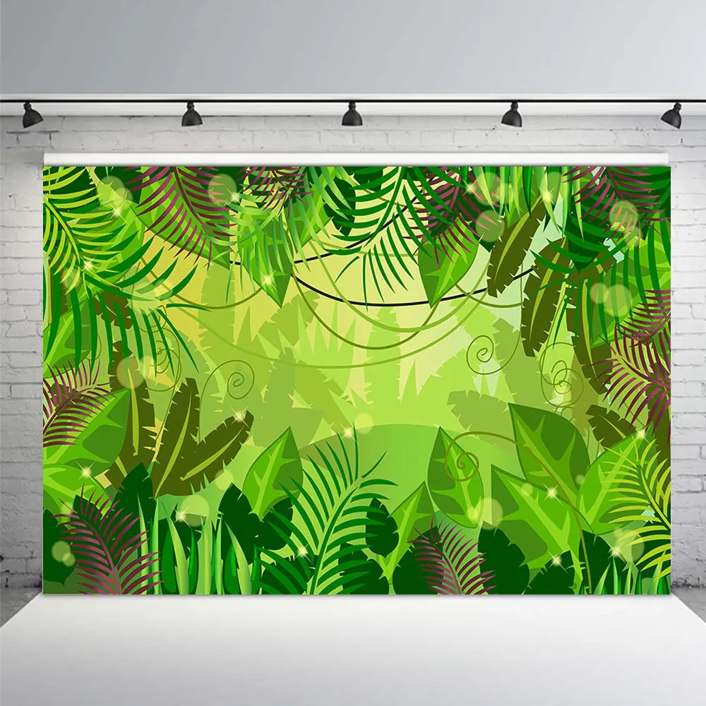 خلفية تصوير لأعياد الميلاد في سفاري الغابة، خلفية غابة الغابة، ديكورات الحفلات، أوراق استوائية للربيع