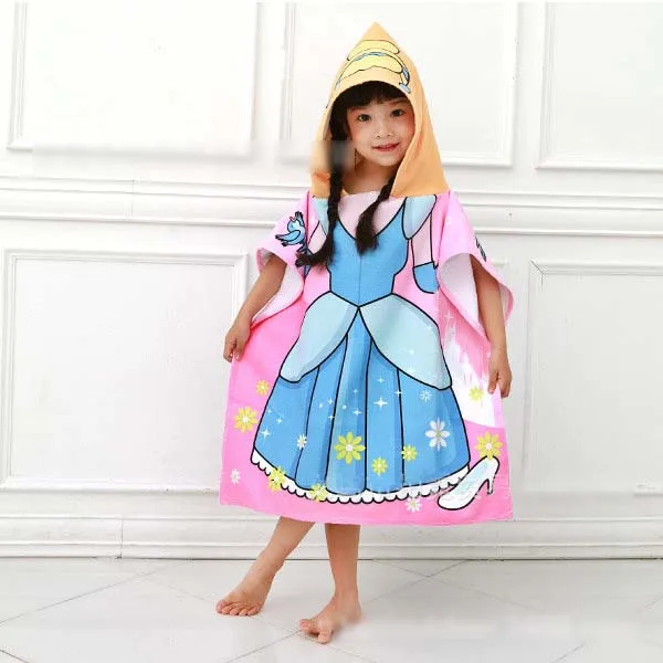 

Princess Dinosaur Kids Hooded Bath Towel Microfiber Boys Girls Beach Towels Super Absorbent Cartoon Child Sunscreen Beach Shawel
