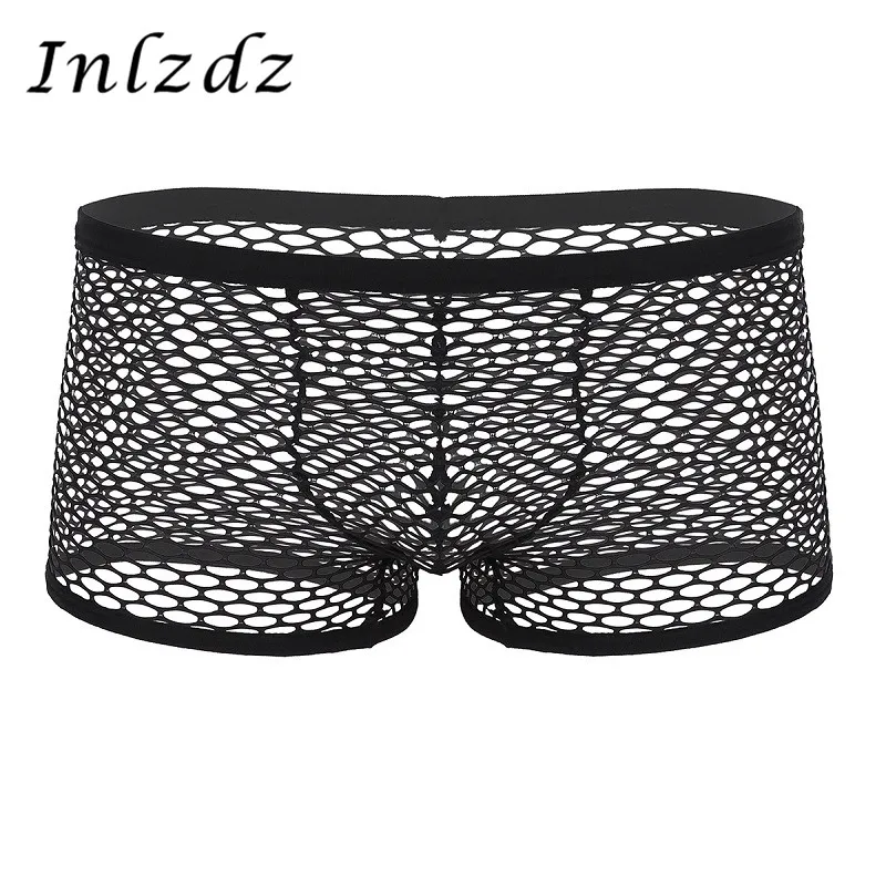 

Mens Lingerie See Through Fishnet Mesh Underwear for Sex Erotic Sexy Panties Sheer Low Rise Boxer Briefs Male Sexy Gay Underwear