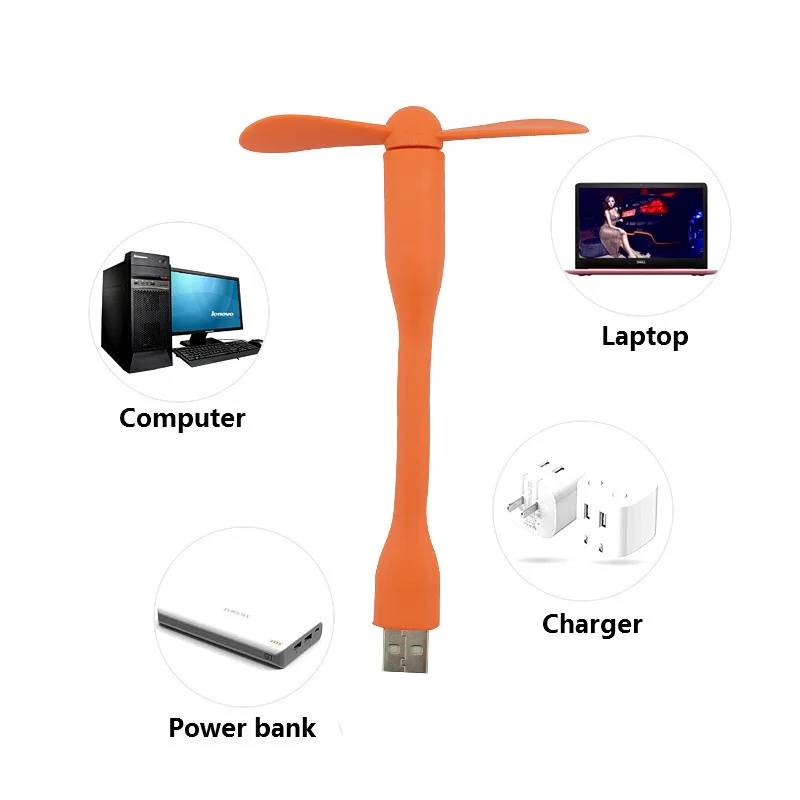 Mini Flexible Bendable USB Fan for Power Bank Laptop PC AC Charger Portable Hand Fan Computer Summer Gadget Drop Shipping FS78