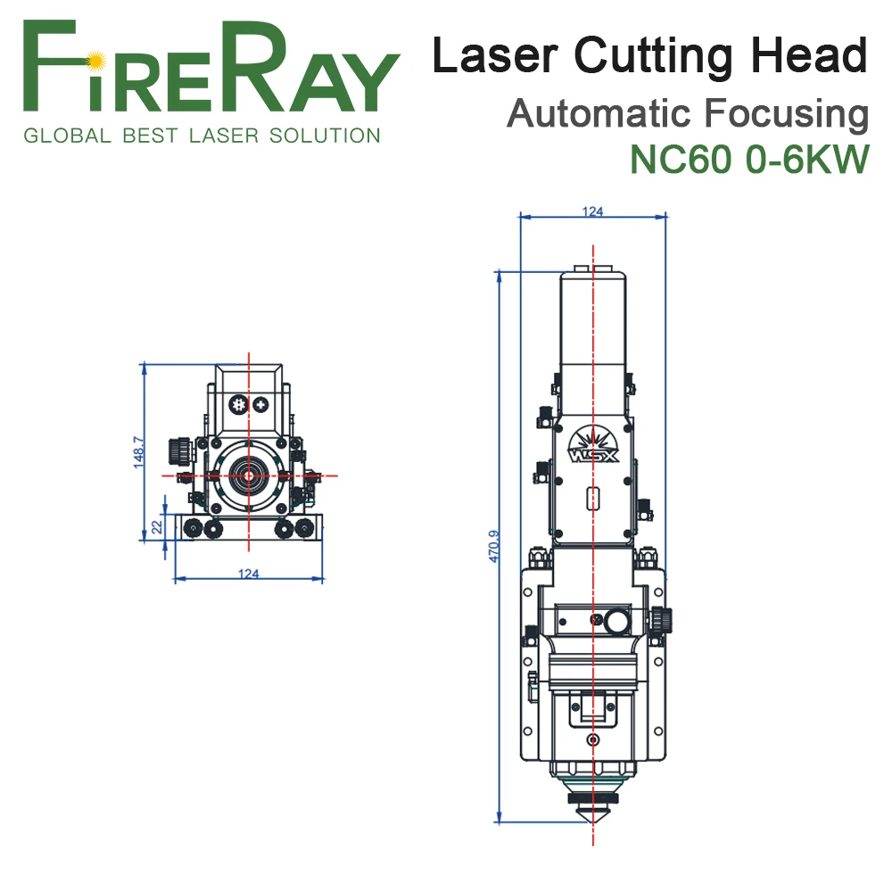 FireRay WSX 0-6KW NC60 رأس القطع بليزر الألياف التركيز التلقائي 6000 وات QBH عالي الطاقة لقطع المعادن