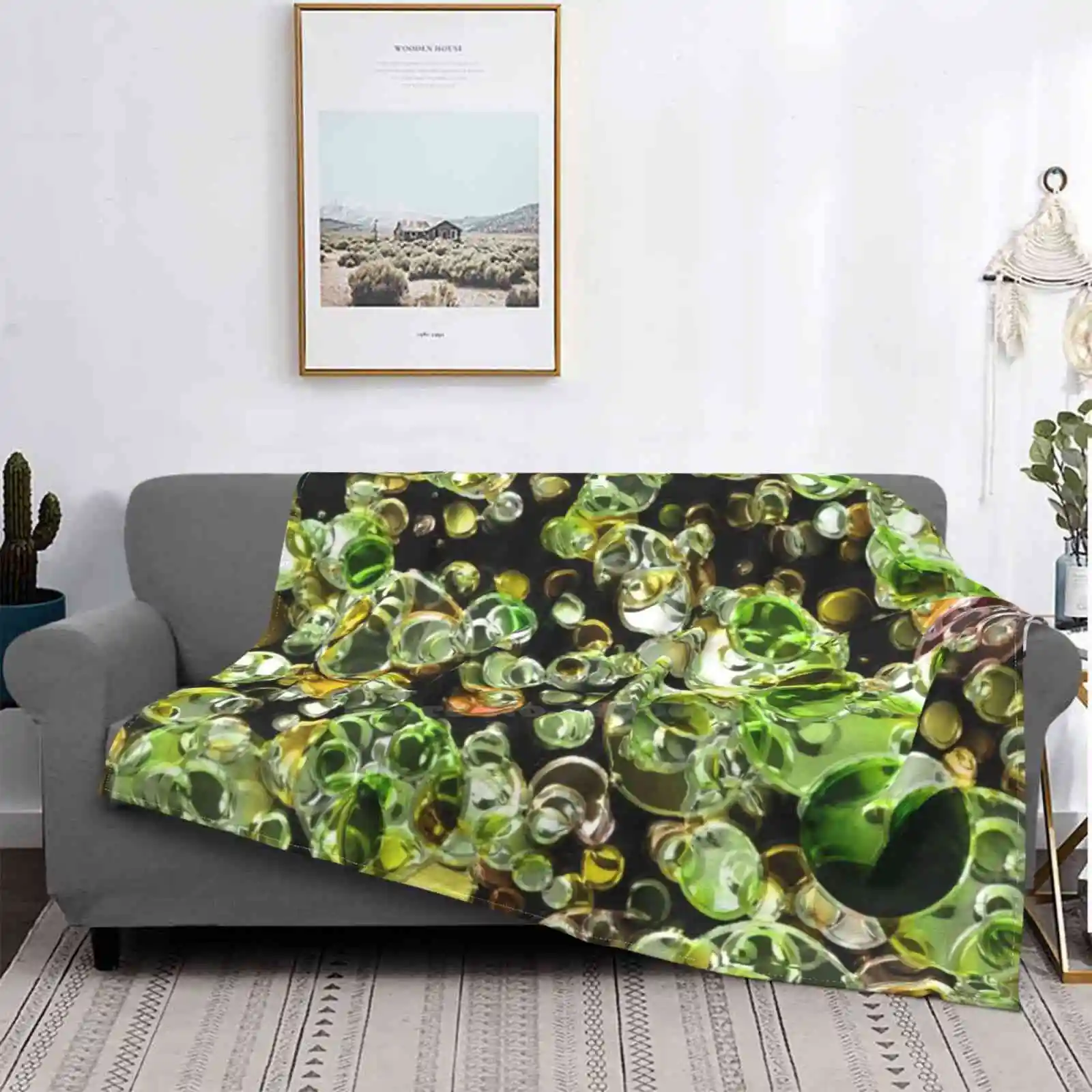 Green Bokeh Background 4 Super Warm Soft Blankets Throw On Sofa/Bed/Travel Pattern Bokeh Abstract Luxury Bokeh Glam Glitter