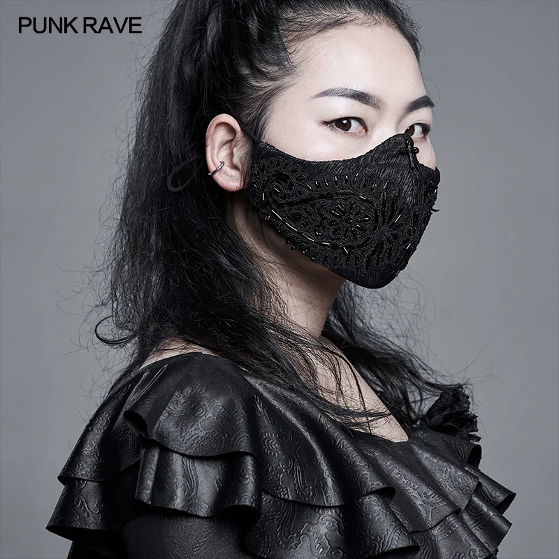 PUNK RAVE Men Women Gothic Gorgeous Royal Style Mask Inner Side Use Soft Mesh Knitted Club  Accessories Adult Mouth Covering