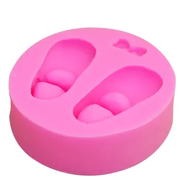 M0145 嬰兒鞋蝴蝶結矽膠蛋糕模具 翻糖巧克力黏土糖果模具 翻糖蛋糕裝飾工具 8 最佳銷售 嬰兒矽膠模具 - №5