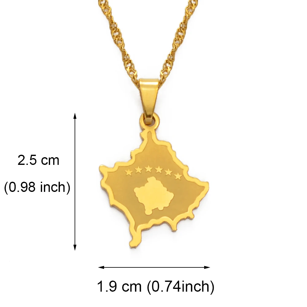 Anniyo 2.5CM Kosovo Pendant Necklaces For Women Girls Silver Color/Gold Color Jewelry Kosoves Pendant Jewellery #148021