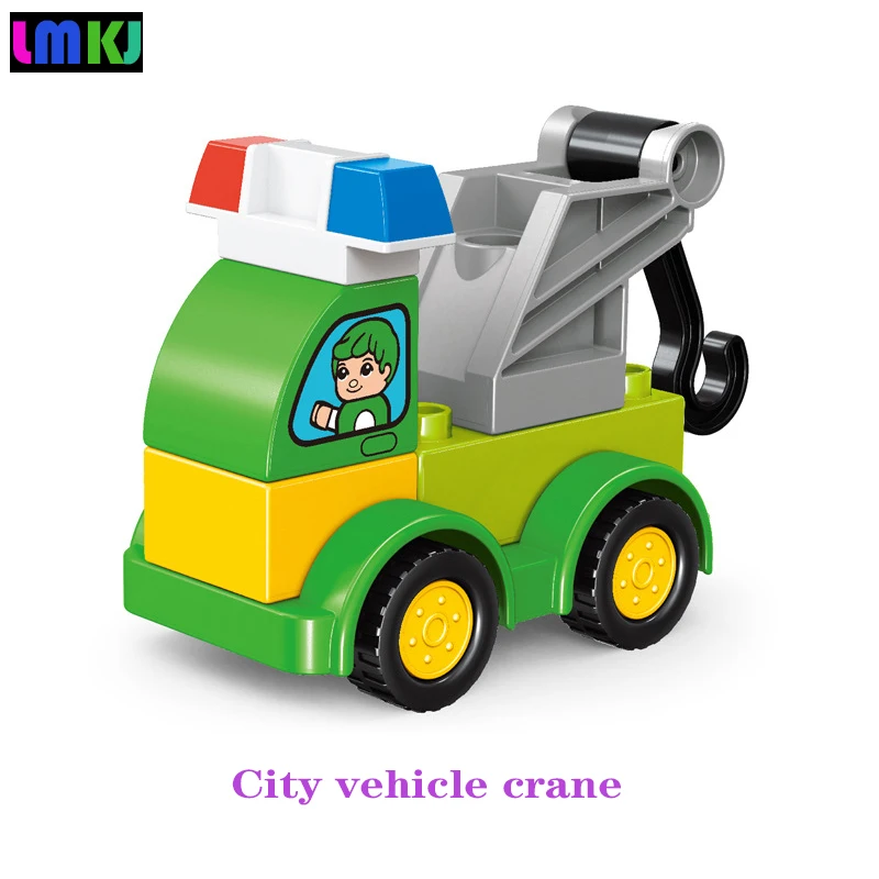 Diy Car Big Size Building Blocks City Vehicle Toy Fire Truck Crane Truck Engineering Vehicle Model Kid Educational Toys Children