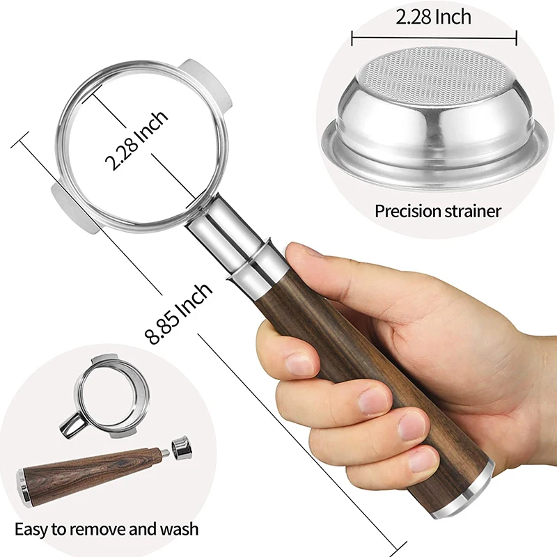 58mm Bottomless Portafilter Compatible with Expobar, Rocket, Rancilio, Faema and Wega with 1 Cup Filter Basket Included