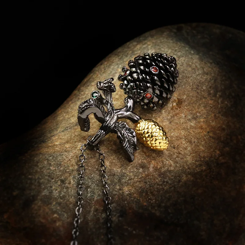 Vintage Black Gold Bohemia Bud Necklace for Women Noble 925 Sterling Silver Delicate Ruby Choker Short Necklace Chain